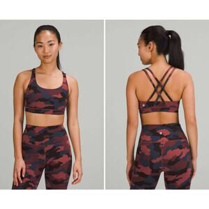 Lululemon Energy Bra Size 4 Heritage 365 Camo Smoky Red Night Sea Multi #W2BHES